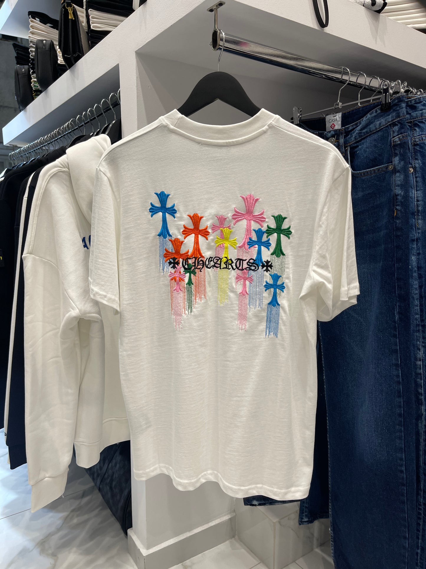 Chrome Hearts Multi Color Cross Cemetery White - T-Shirt