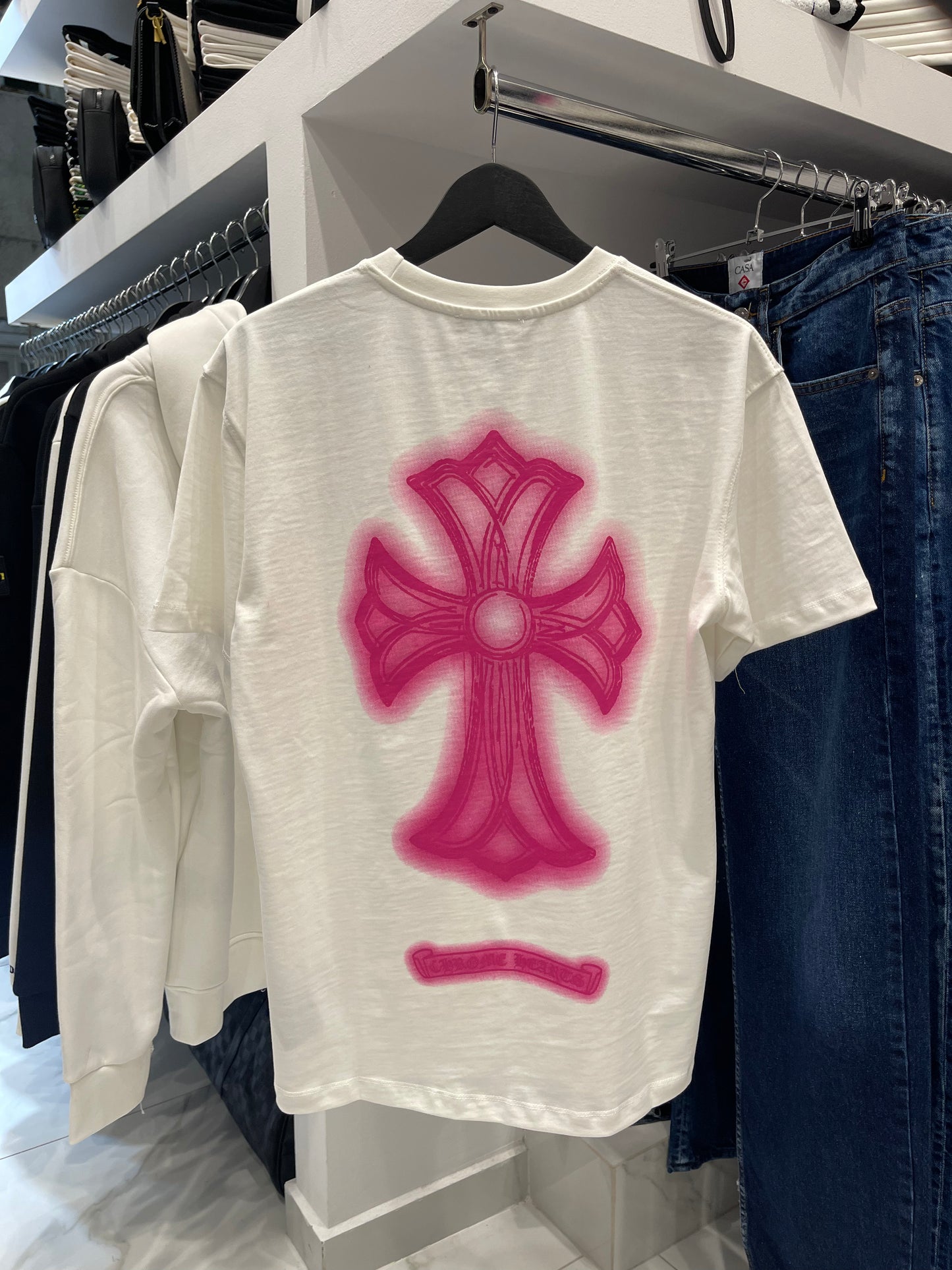 Chrome Hearts Graffiti Cross White - T-Shirt