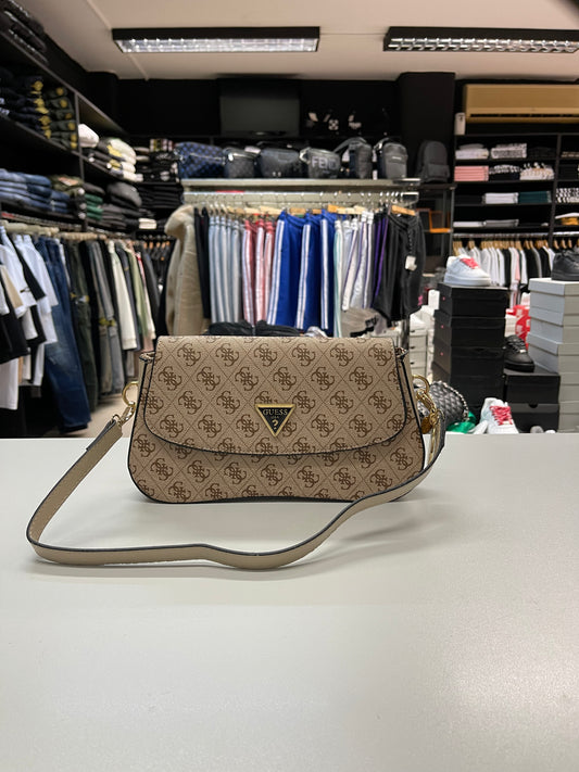 Guess Beige Cordelia Logo Flap - Shoulder Bag - V23SHOP.GR