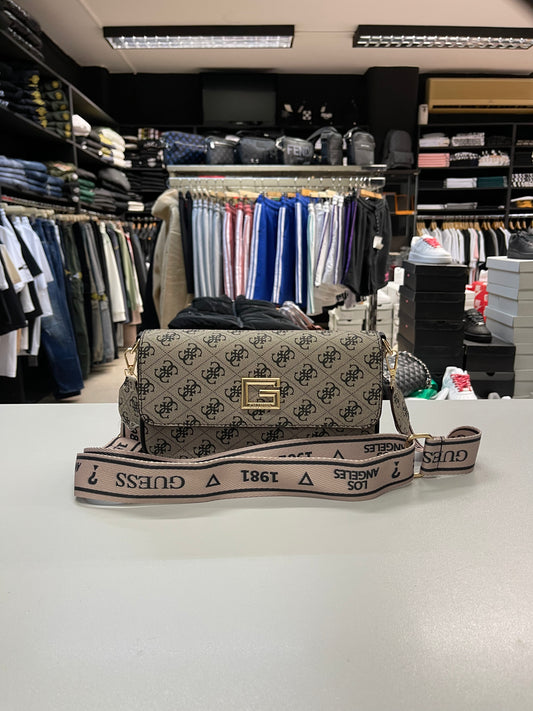 Guess Beige Black Cordelia Logo Flap - Flap Bag - V23SHOP.GR
