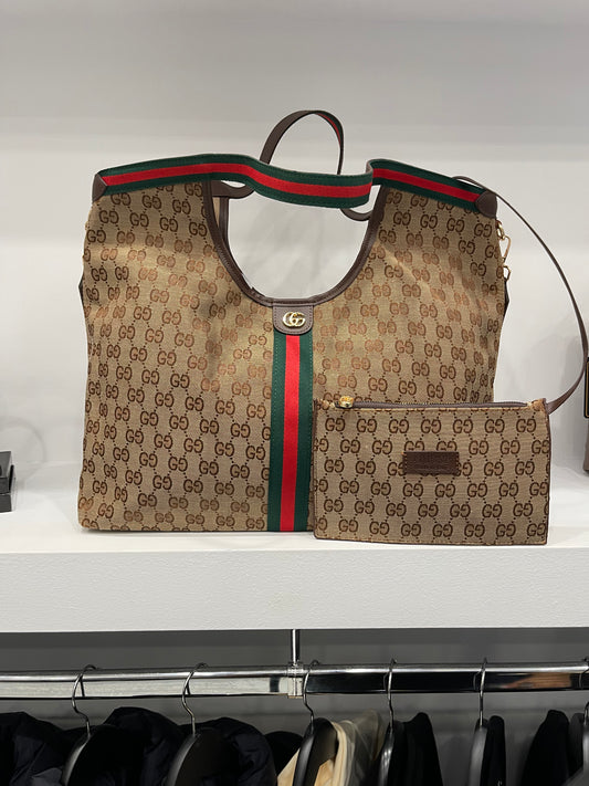 Gucci Giglio GG Supreme Tote Bag - Canvas Brown