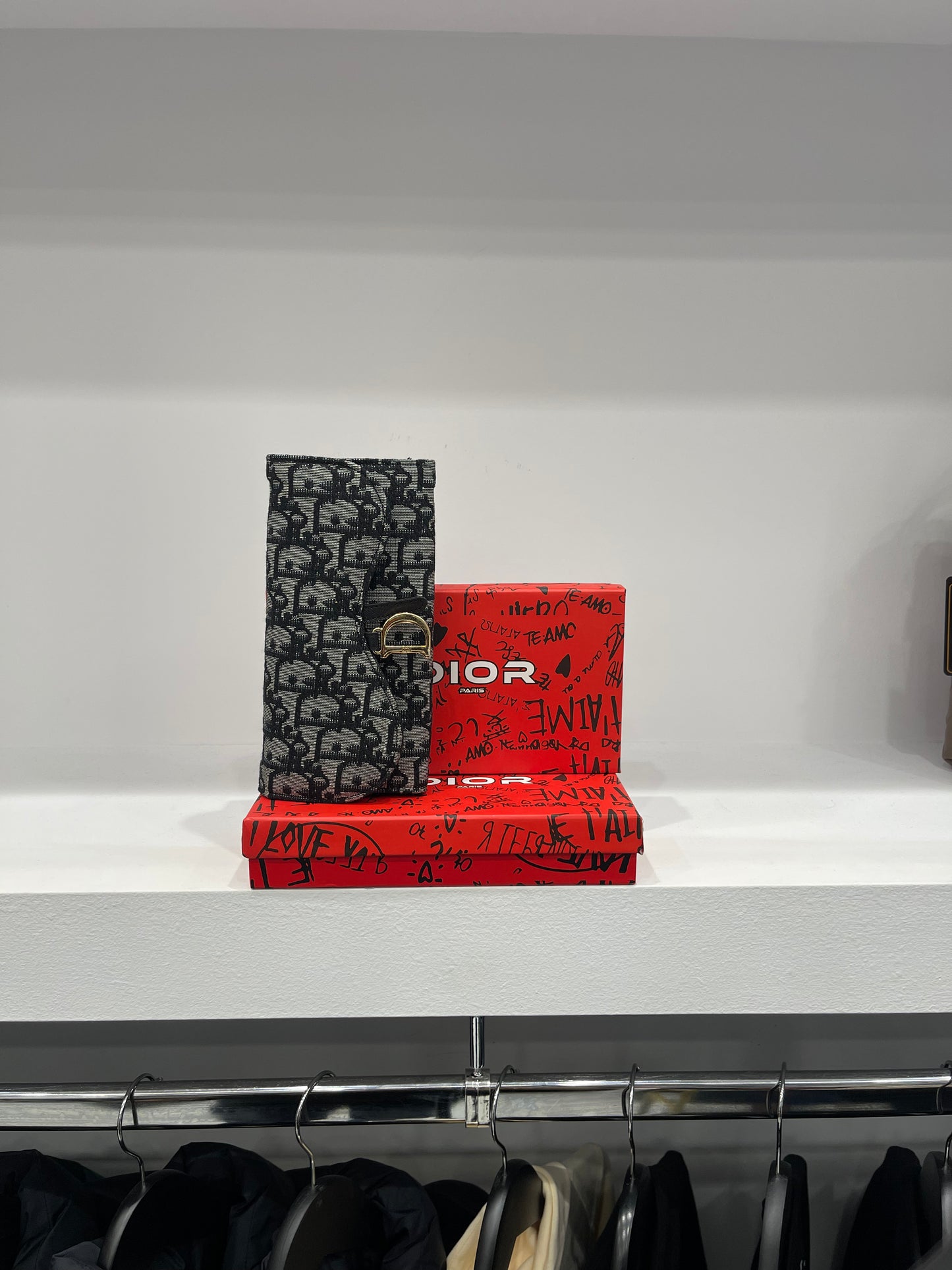 Christian Dior Oblique Jacquard Wallet - Grey Black