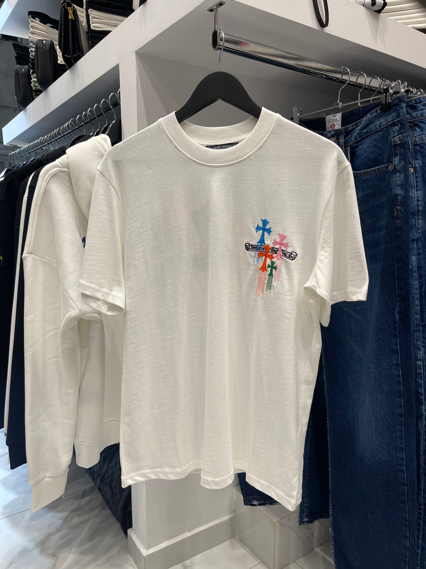 Chrome Hearts Multi Color Cross Cemetery White - T-Shirt