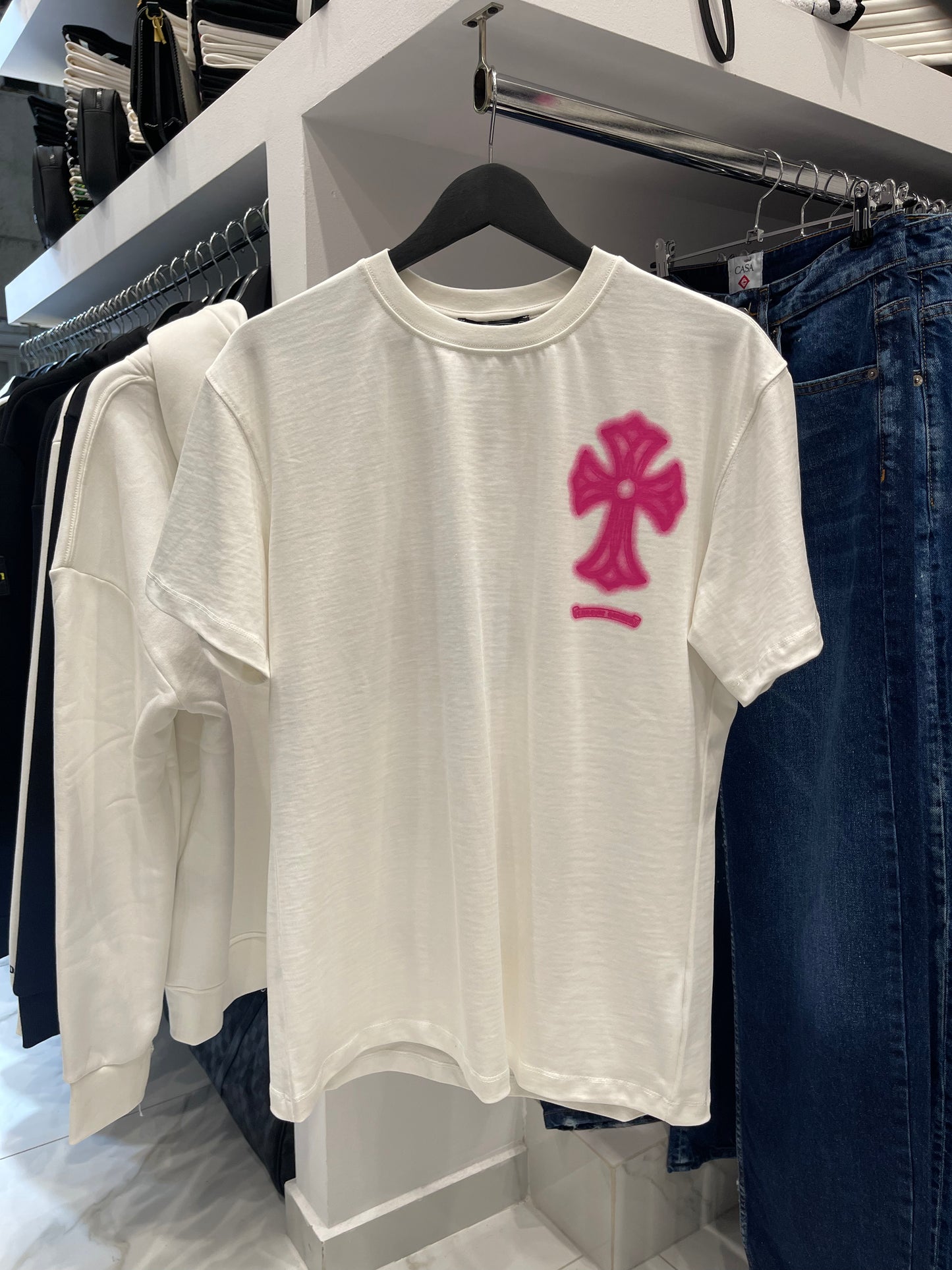 Chrome Hearts Graffiti Cross White - T-Shirt